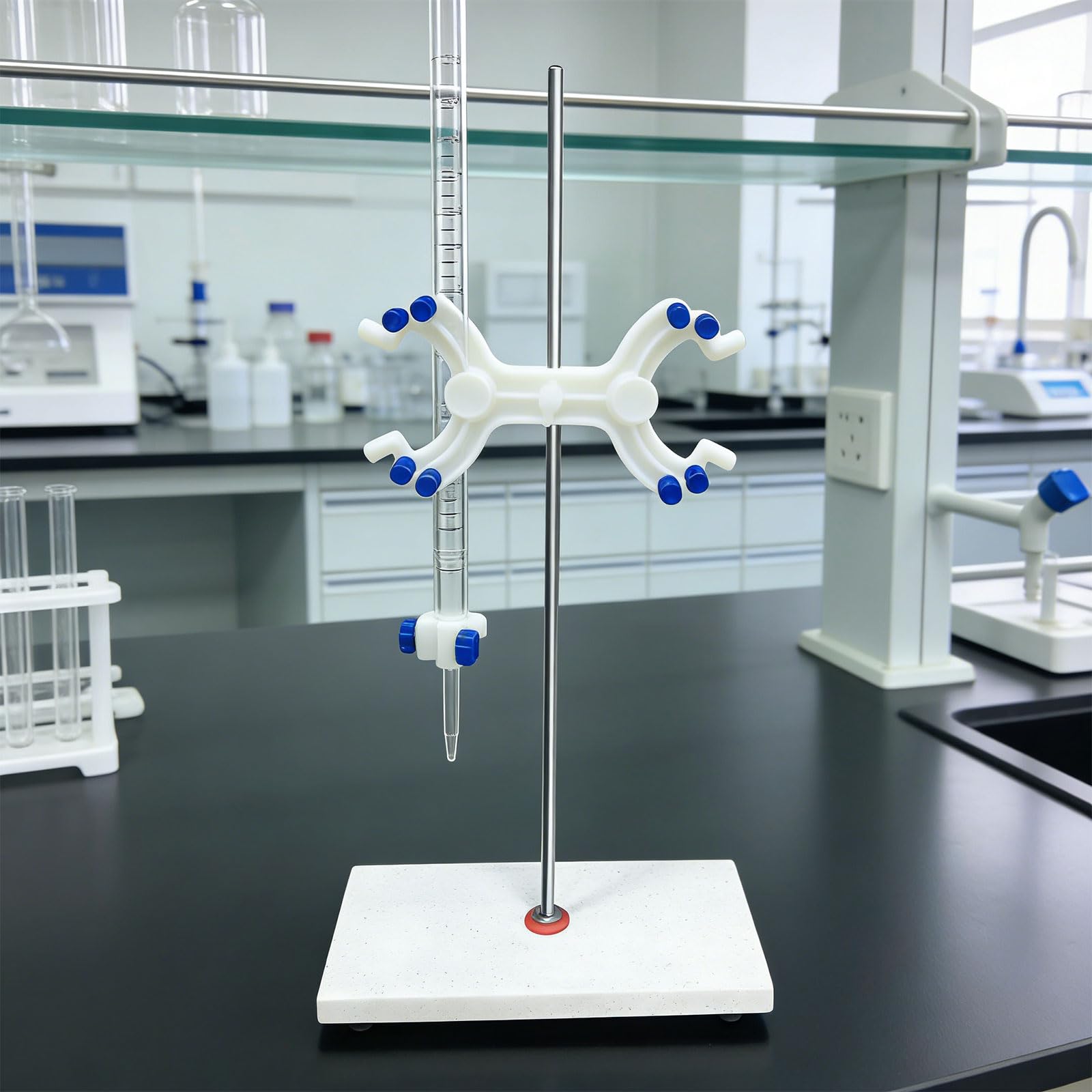 Supporto per burette con base in marmo per laboratori scolastici con morsetto con morsetto a farfalla per esperimenti di titolazione