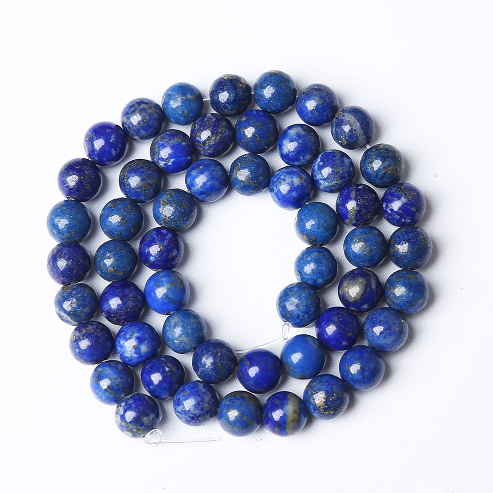 AAA+ - Cuentas de piedras preciosas naturales de lapislázuli de 10 mm, 37 cuentas redondas sueltas para hacer joyas, pulseras, collares, aretes