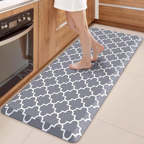 Miniatura 9 de WISELIFE Alfombra de Cocina Acolchada Antifatiga, 17.3" x 60", Alfombras de Cocina Antideslizantes Impermeables de PVC Resistente, Alfombra Rojo