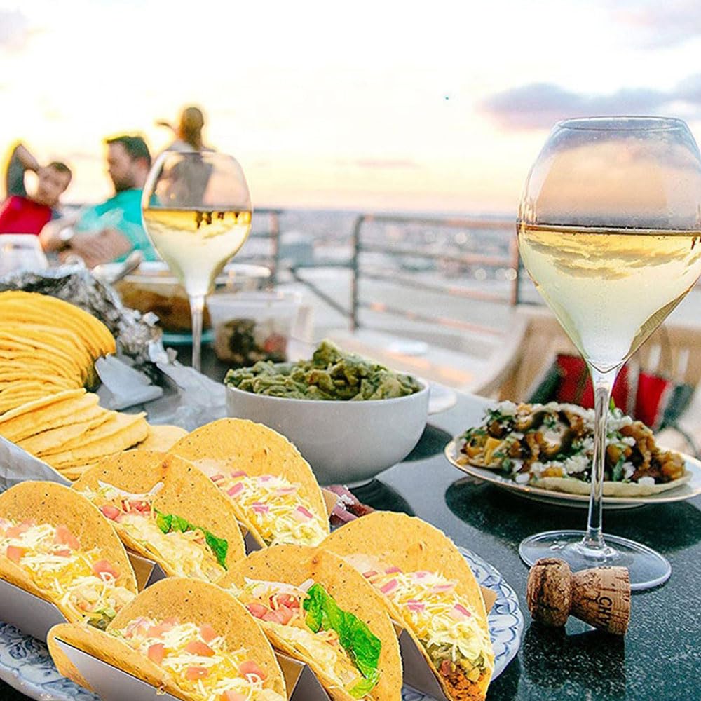 Anicy 4 Stück Taco Halter - Taco Ständer mit Griffen, Wellenform Metall Taco Rack Taco Tabletts Küche Gadget für Tacos Sandwiches Würste behalter