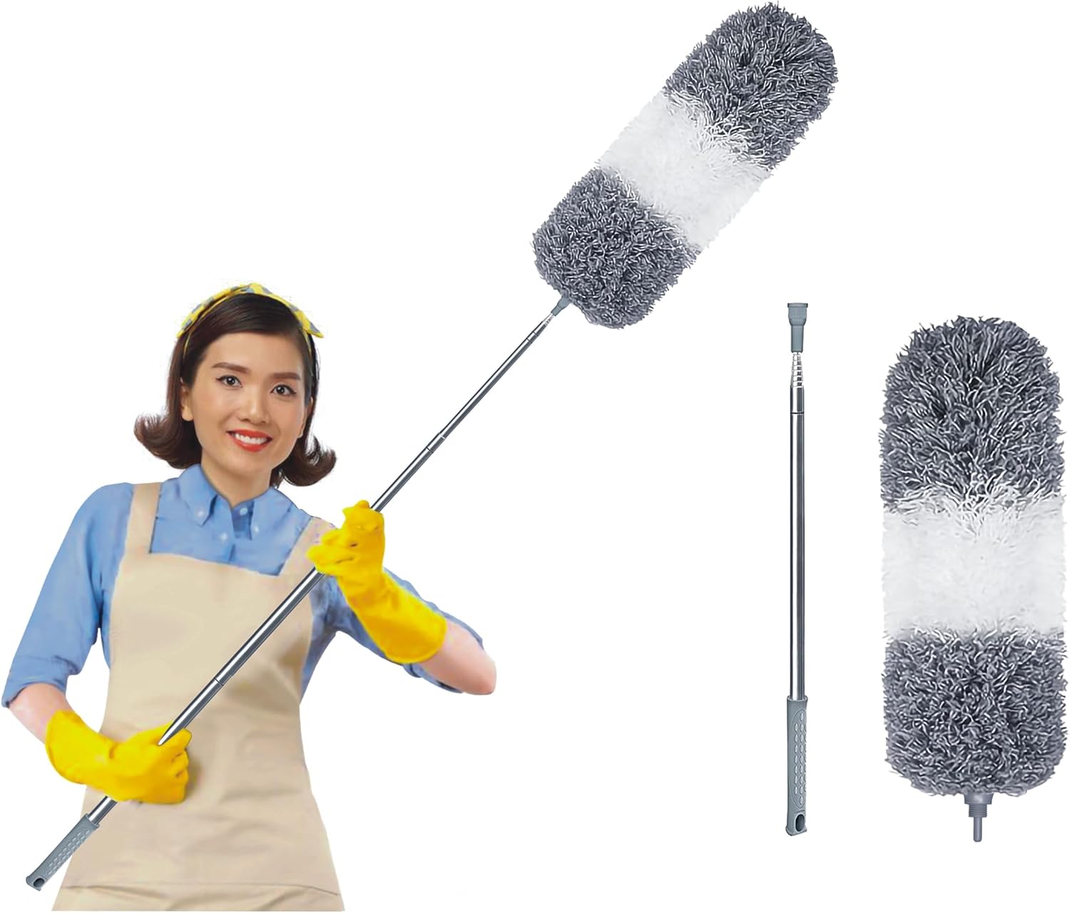 ArobiaSB Microfiber Feather Duster for Cleaning Extendable Duster 110 Inches Long for High