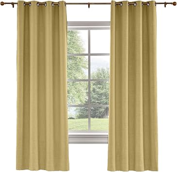 Drapifytex Antique Bronze Grommet Drapery Faux Linen Blackout Lined Curtain, Bedroom Panel Living Room Panel, Khaki, 84 Inches Width by 84 Inches Length 1 Panel