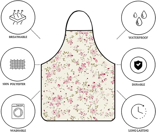 Miniatura 3 de Lindos delantales para mujer, delantales florales, delantales de cocina impermeables de poliéster para cocina, hornear, asar, pintura, aseo