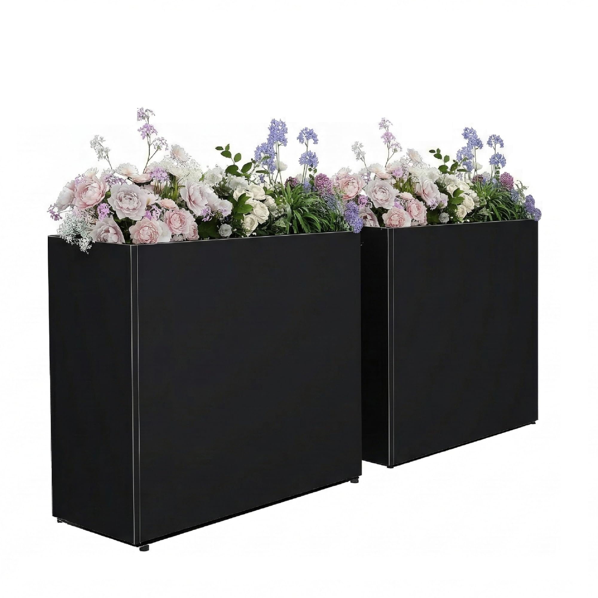 2er Set Hochbeet Metall für Balkon Garten Terrasse – Rechteckiger Pflanzkübel XXL Lang & Schmal, Wetterfester Blumenkasten für Outdoor