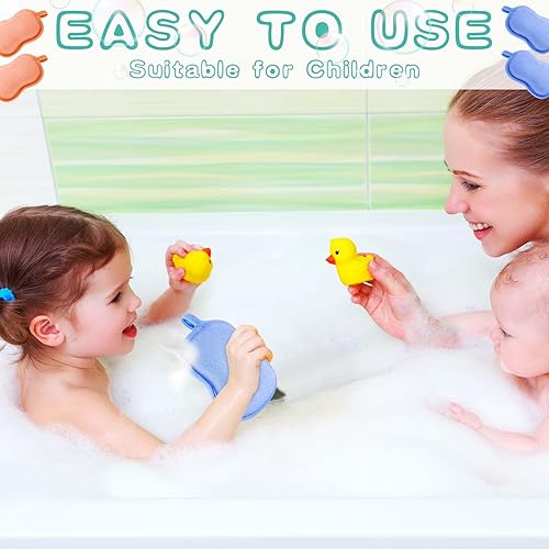 Miniatura 23 de Tatuo Esponja de baño para bebé, 4 piezas, esponja de algodón suave y absorbente, esponja para niños, bebés, hombres y mujeres (rojo, morado)