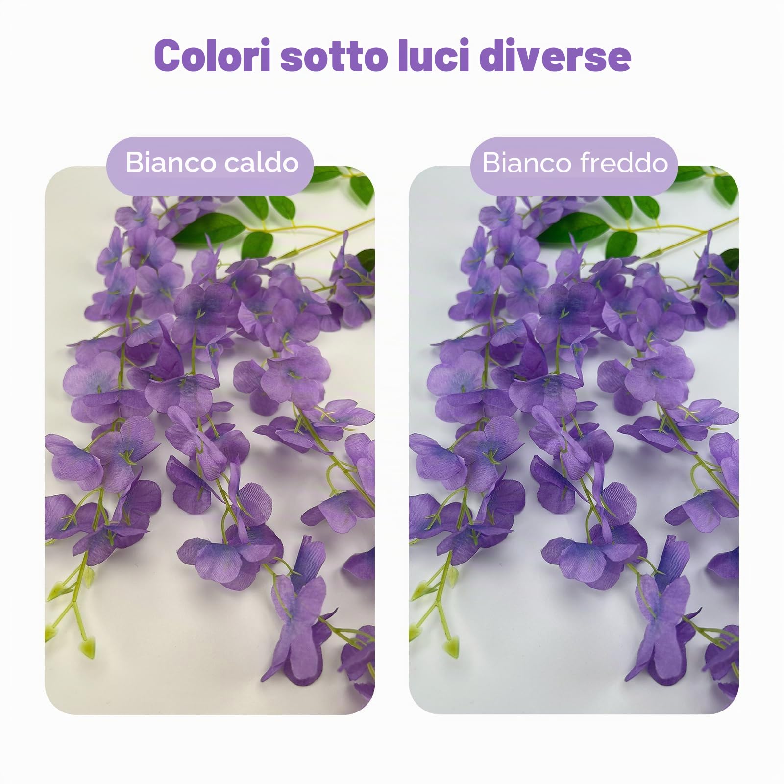 48 Pezzi Glicine Artificiale,3.75 Feet Piante Finte da Esterno,Fiori Finti,Fiori di Glicine Artificiale Appeso Ghirlanda per Sfondo,Matrimonio,Giardino e Casa Decorazione Murale (Viola pallido)