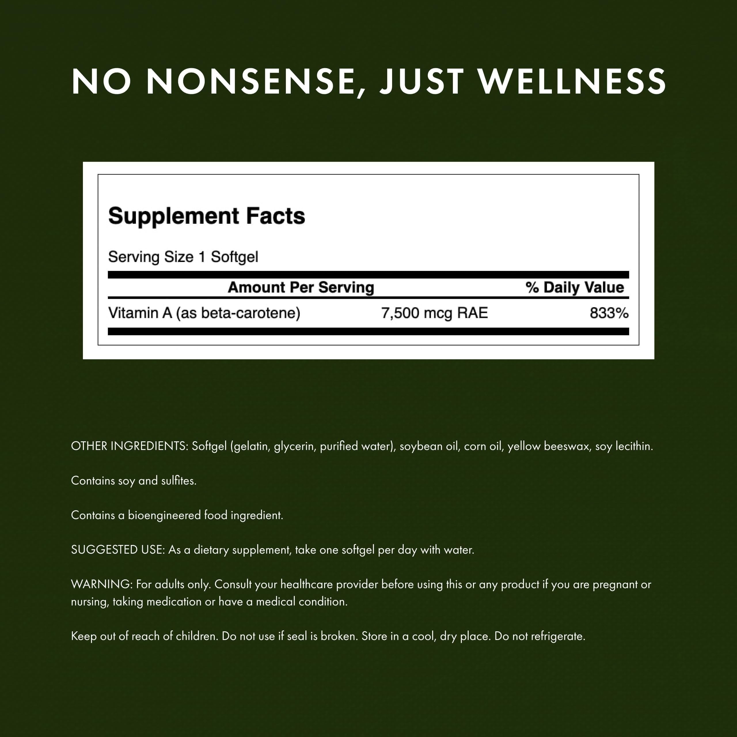 Swanson Beta-Carotene Vitamin A 25,000 IU, 7,500 mcg, 100 Softgels — Amazon image 2