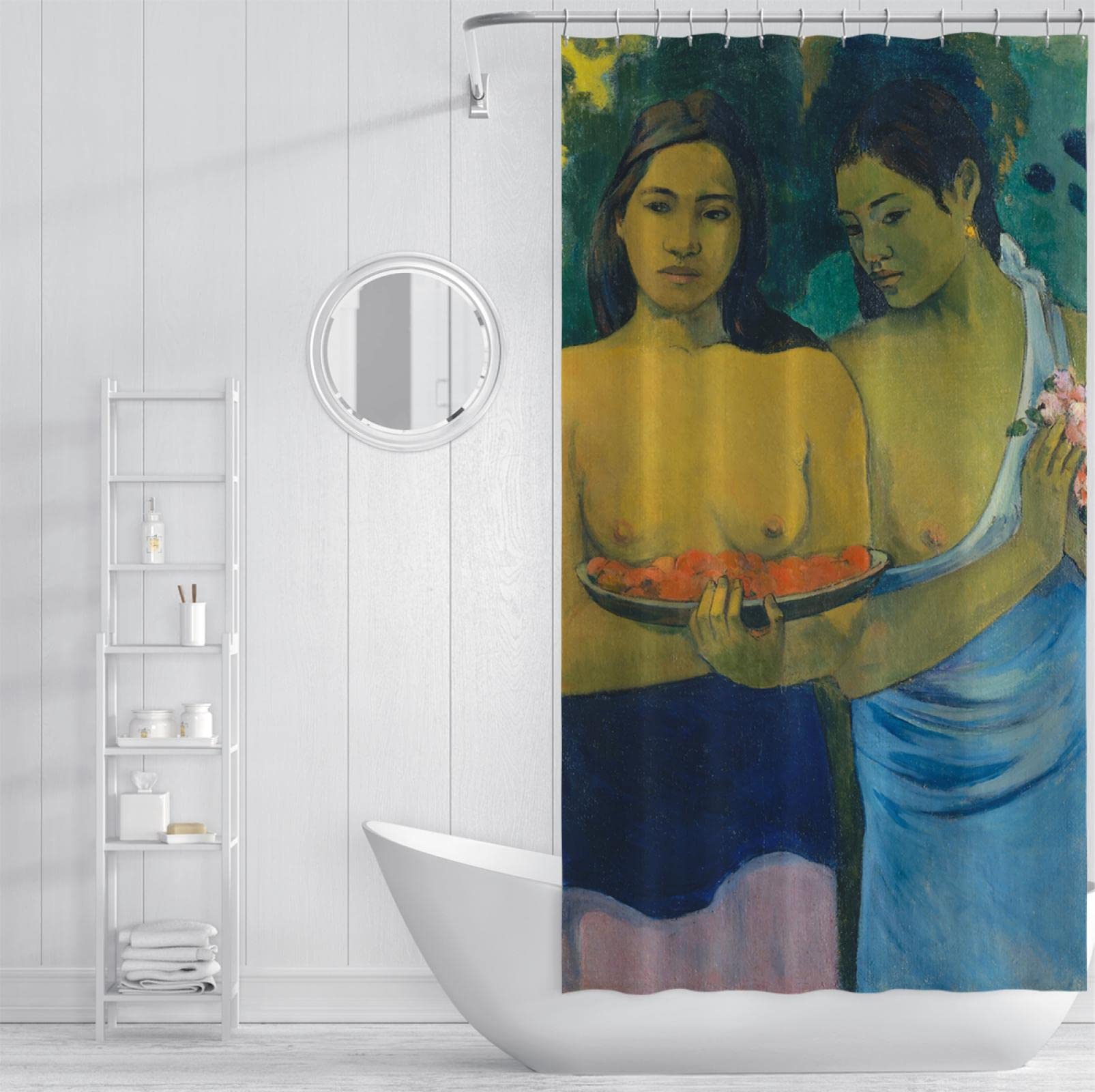 Cortinas de ducha de retrato de mujer Paul Gauguin Cortina de ducha de peso pesado de tela impermeable de grado hotelero Cortina de baño 240x180 cm