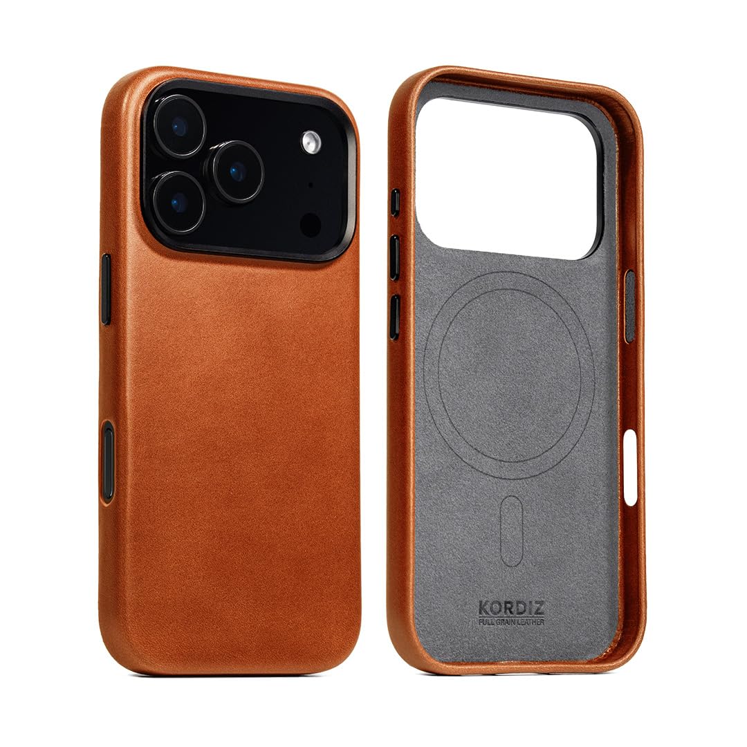 Amazon.co.jp: KORDIZ iPhone 17 Pro Max用フルレザーケース、本物の