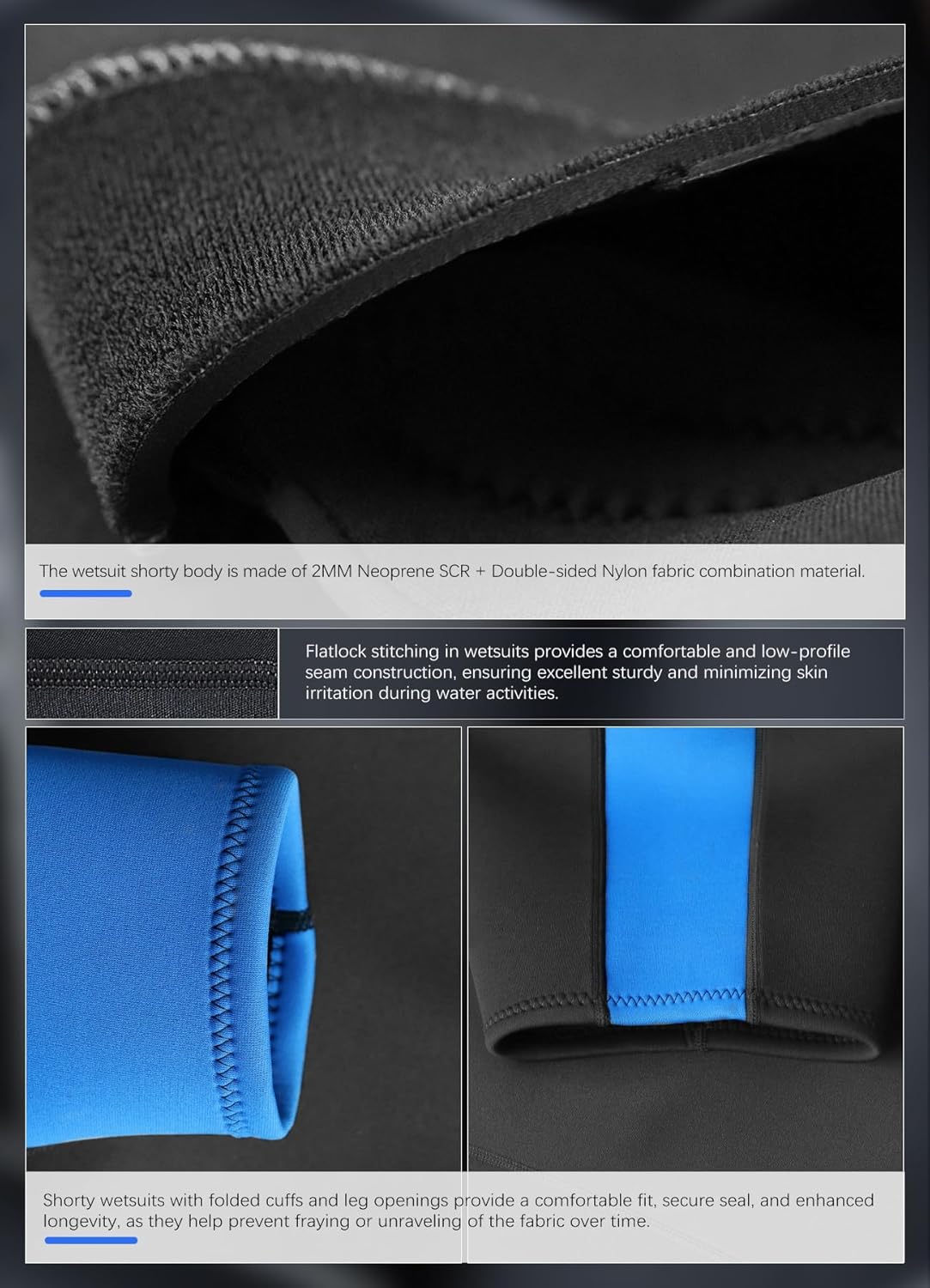 Hevto Men Wetsuit Shorty 2mm Neoprene Short Wet Suit for Surfing Diving Swimming Snorkeling Paddle Boarding - Image 6