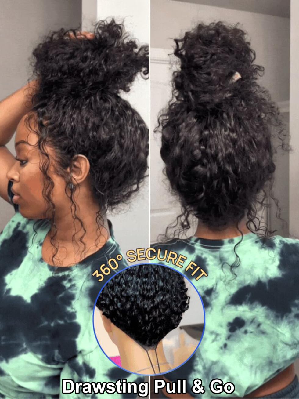 UNICE Bye Bye Slip Wig Black Water Wave 7x5 Lace Front Wigs Human Hair Flexible Mesh Cap with Secure Silicone Strips and Drawstring Bye Bye Knots Glueless Wet Wavy Wig Pre Plucked Pre Cut 22 inch