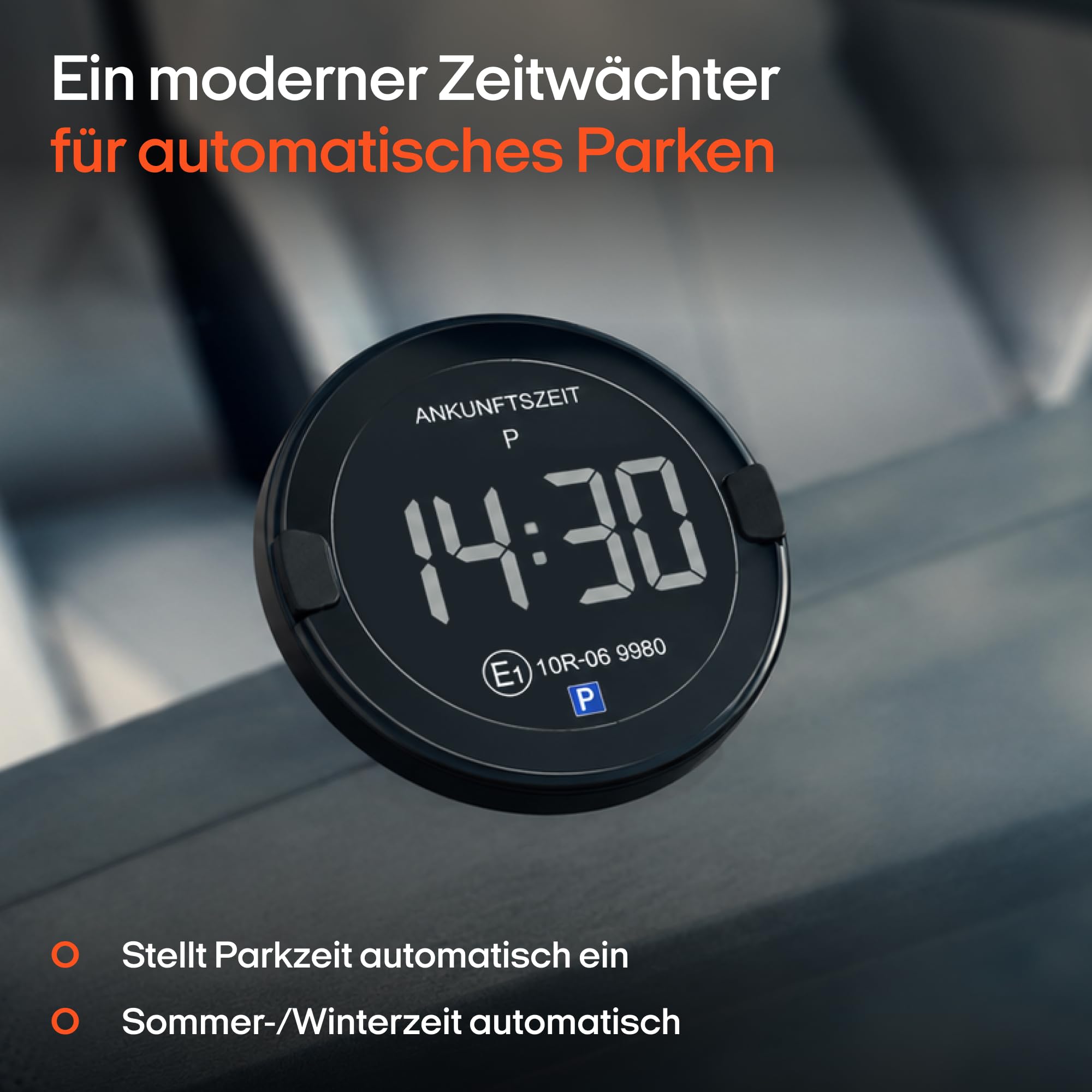 OOONO P-DISC NO2 – Disque de stationnement électronique avec homologation automobile – Disque de stationnement numérique automatique avec autorisation de circulation KBA selon la législation allemande