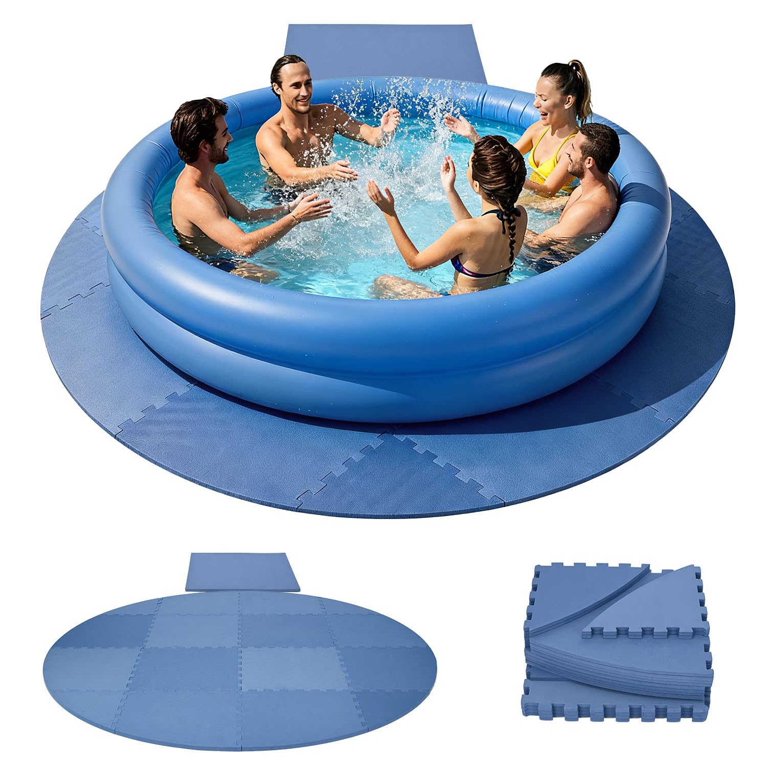 Tapis de bain à remous Nisorpa 190 cm en mousse EVA bleu