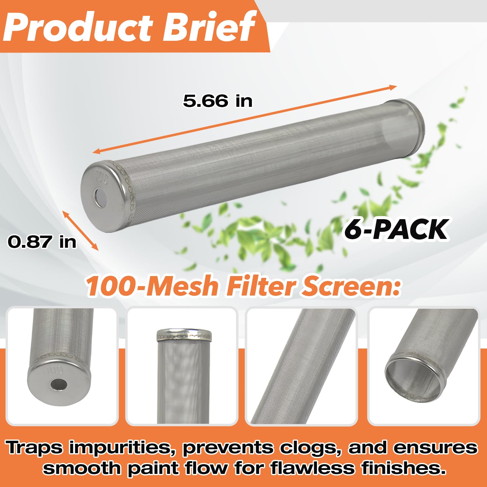 (6-Pack) 730-067 100 Mesh Fluid Manifold Filter – Compatible with Titan 440, 540, 640, 740, 1040i, 640i, 840i, Elite 2000, PowrPin 3500, 5500 & More – Paint Sprayer Replacement Filter
