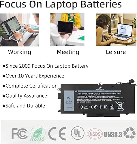 Miniatura 5 de YXKC K5XWW - Batería de repuesto para laptop Dell Latitude 7389 7390 Latitude 12 5000 5289 serie 2 en 1, 0K5XWW 71TG4 N18GG 725KY 6CYH6 CFX97