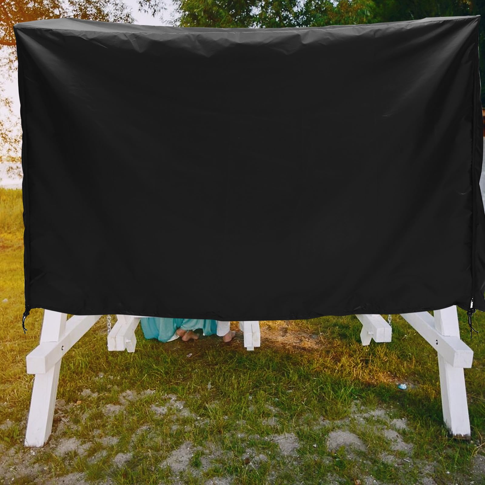 PACKOVE Housse de Chaise Extérieure en Tissu Oxford Imperméable et Résistante aux Uv, Protection Anti-poussière pour Balancelle de Jardin Design Simple et Élégant