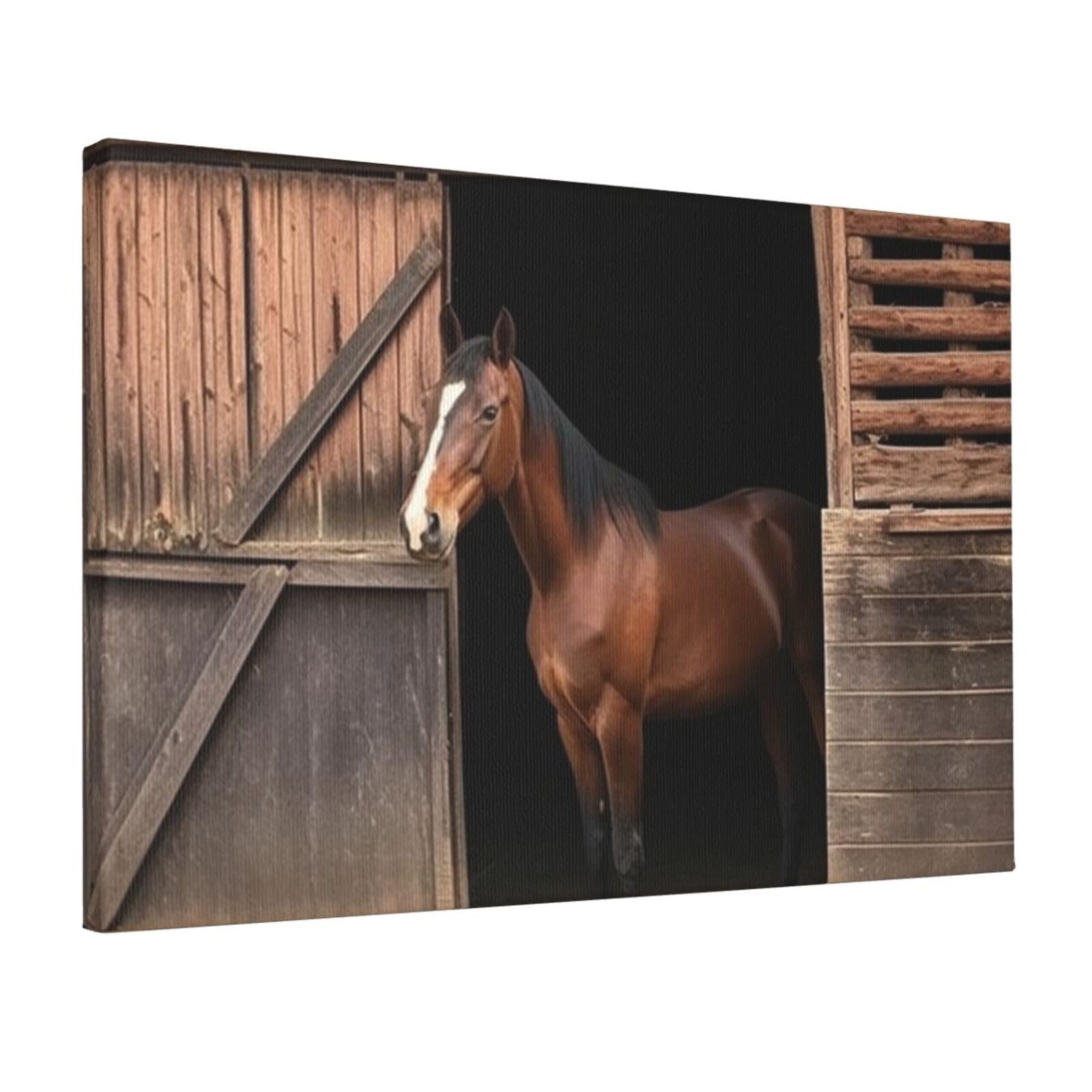 Canvas Wall Art for Living Room Wall Decor 12"x18" Modern Artwork Painting Pictures Hanging Canvas Prints Barn Horse Aesthetic Wall Art for Bedroom Bathroom Office Wallart Decor