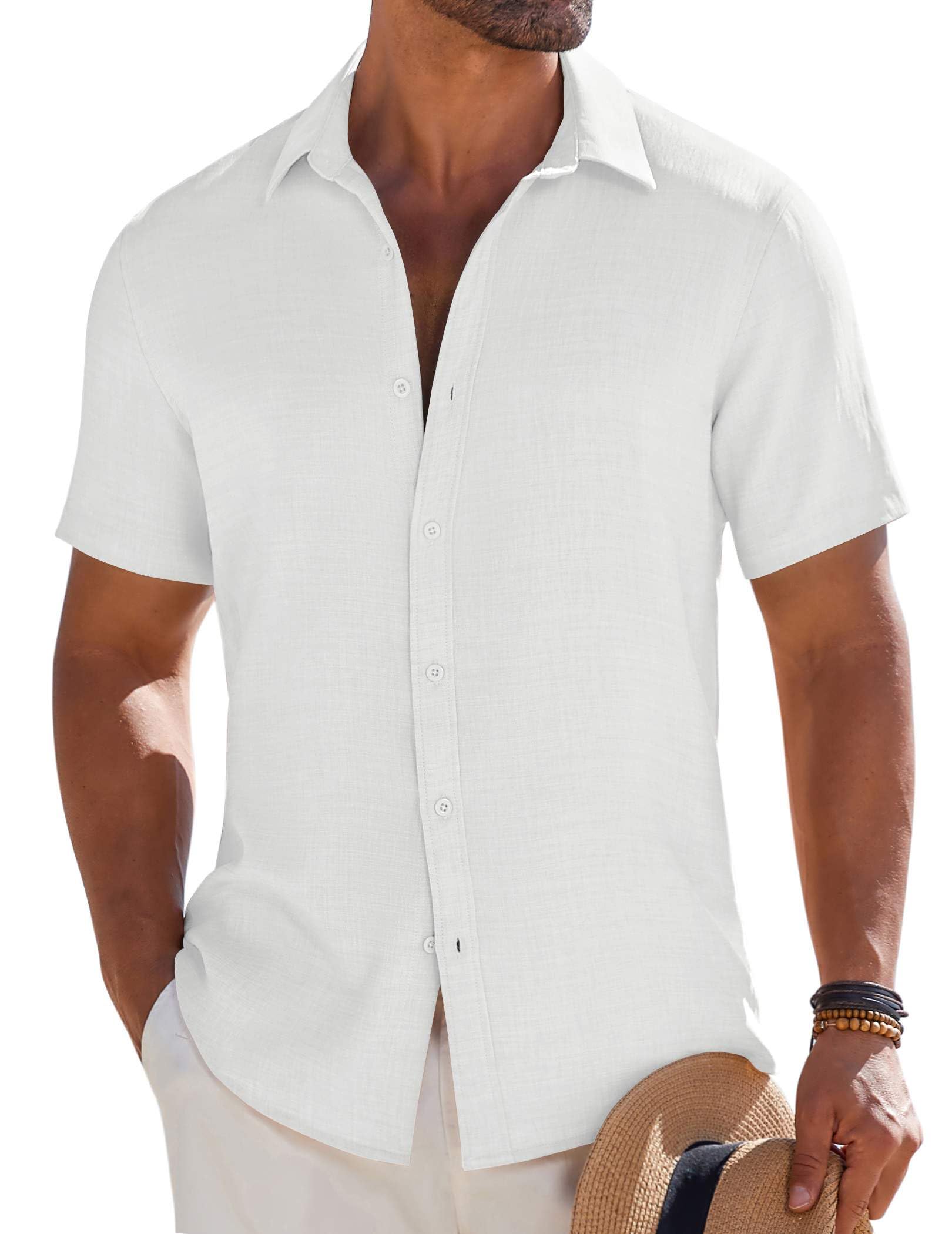 Chemise de plage décontractée COOFANDY blanche taille M vêtement d'été fluide