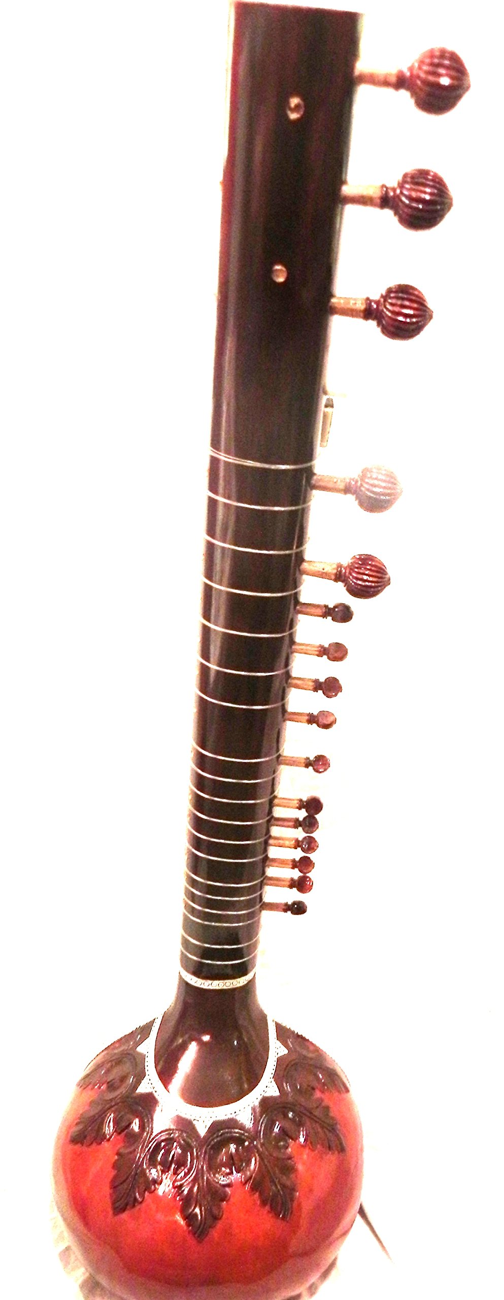 Indischer Maharaja Ravi Shankar Stil Sitar – halb dekoriert mit Faserbox