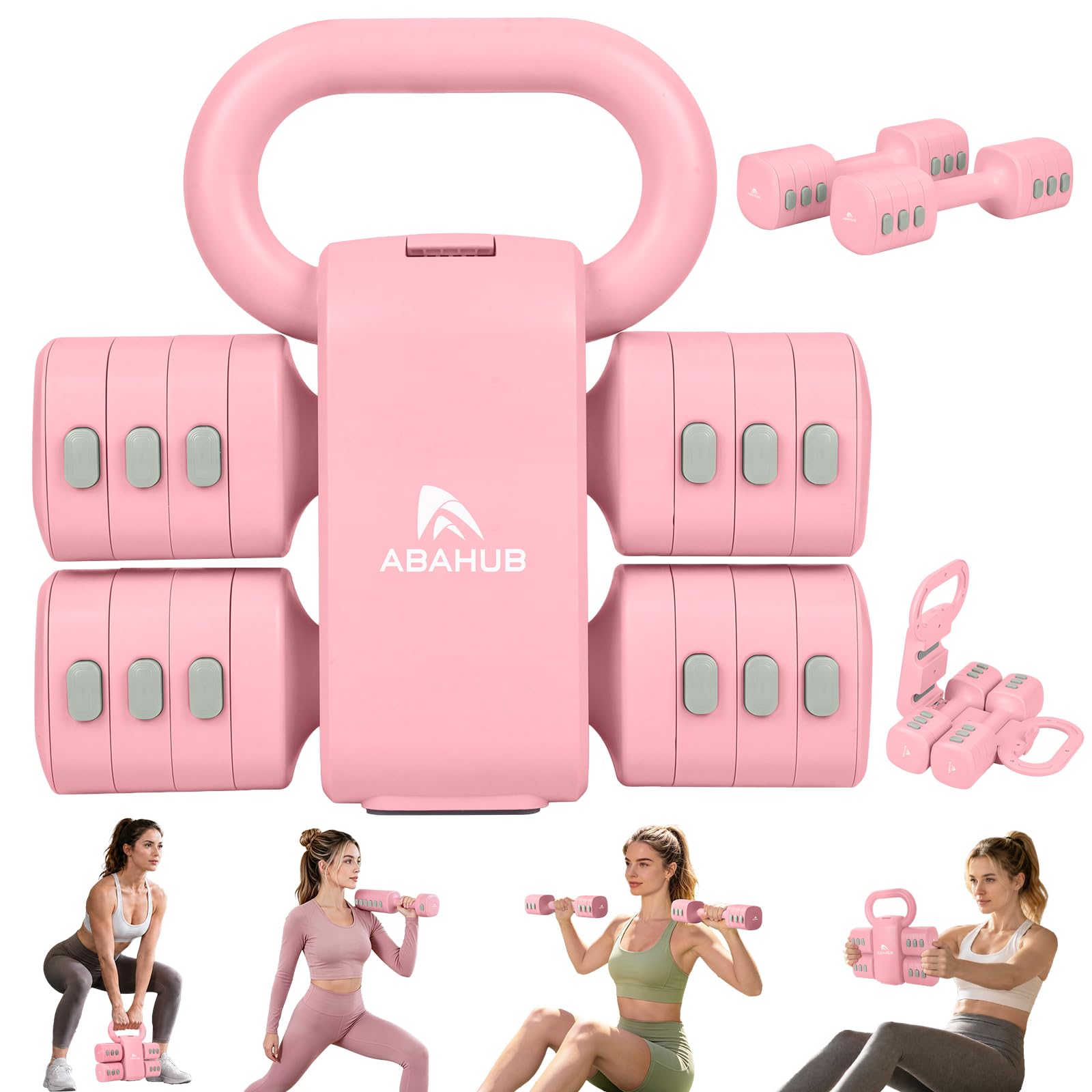 Abahub Kettlebell Verstellbar 2 in 1 Kettlebell Dumbbell Set Adjustable Hanteln 2er Set Kurzhantel Frauen Damen für Anfänger Hause Gym Training 5.5KG Gewichte Set