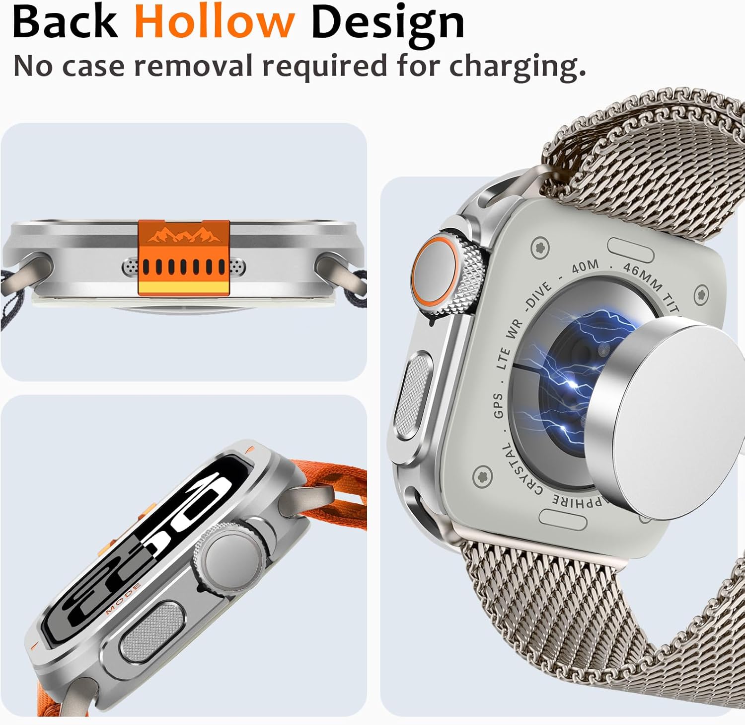 Amizee Metal Case Compatible with Apple Watch Series 11/10 46mm Case with Back Cover, Rugged Protective Bumper Cover for iWatch 46mm, Silver - Image 5