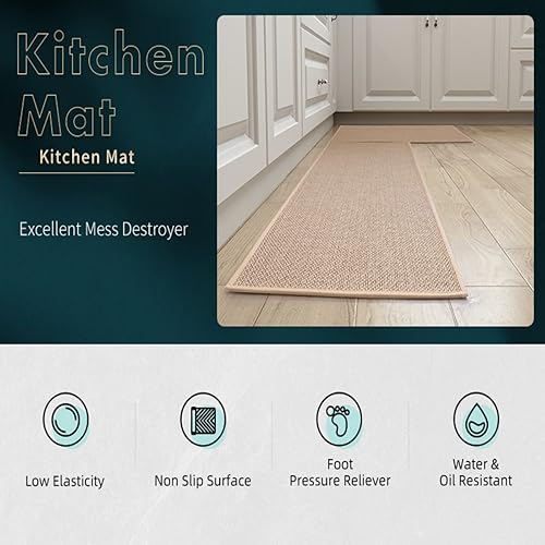 Miniatura 5 de KPPKOU Alfombras y tapetes de cocina, alfombra de piso de cocina frente al fregadero absorbente, antideslizante de goma natural lavable para el