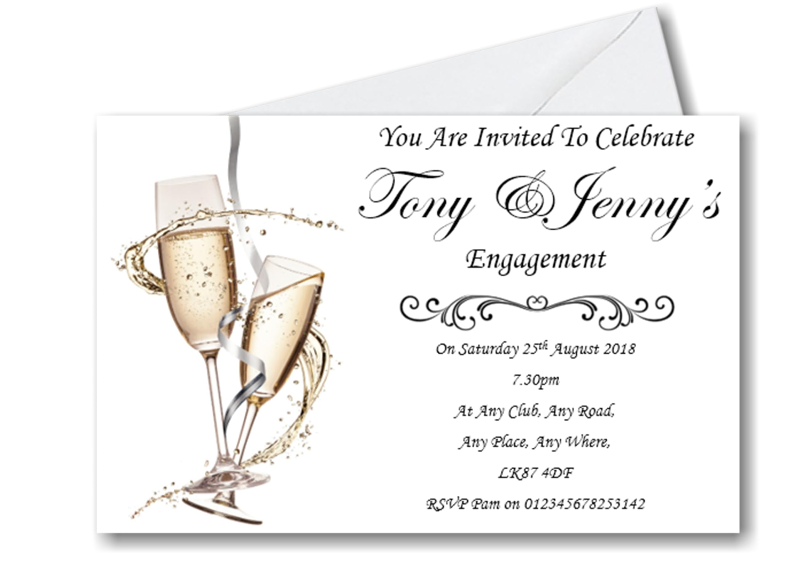 Bespoke Candy Delights Personalised Engagement Invitations – Custom Engagement Party Invites with Envelopes – Pack 80 - EN2
