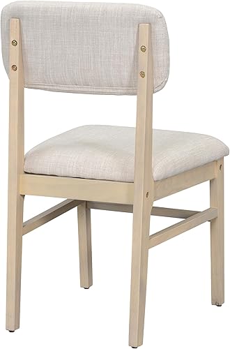 Miniatura 8 de Juego de mesa de comedor de 6 piezas, mesa de comedor de madera y 4 sillas y banco tapizados con esquinas lisas, juego de comedor para 6 personas