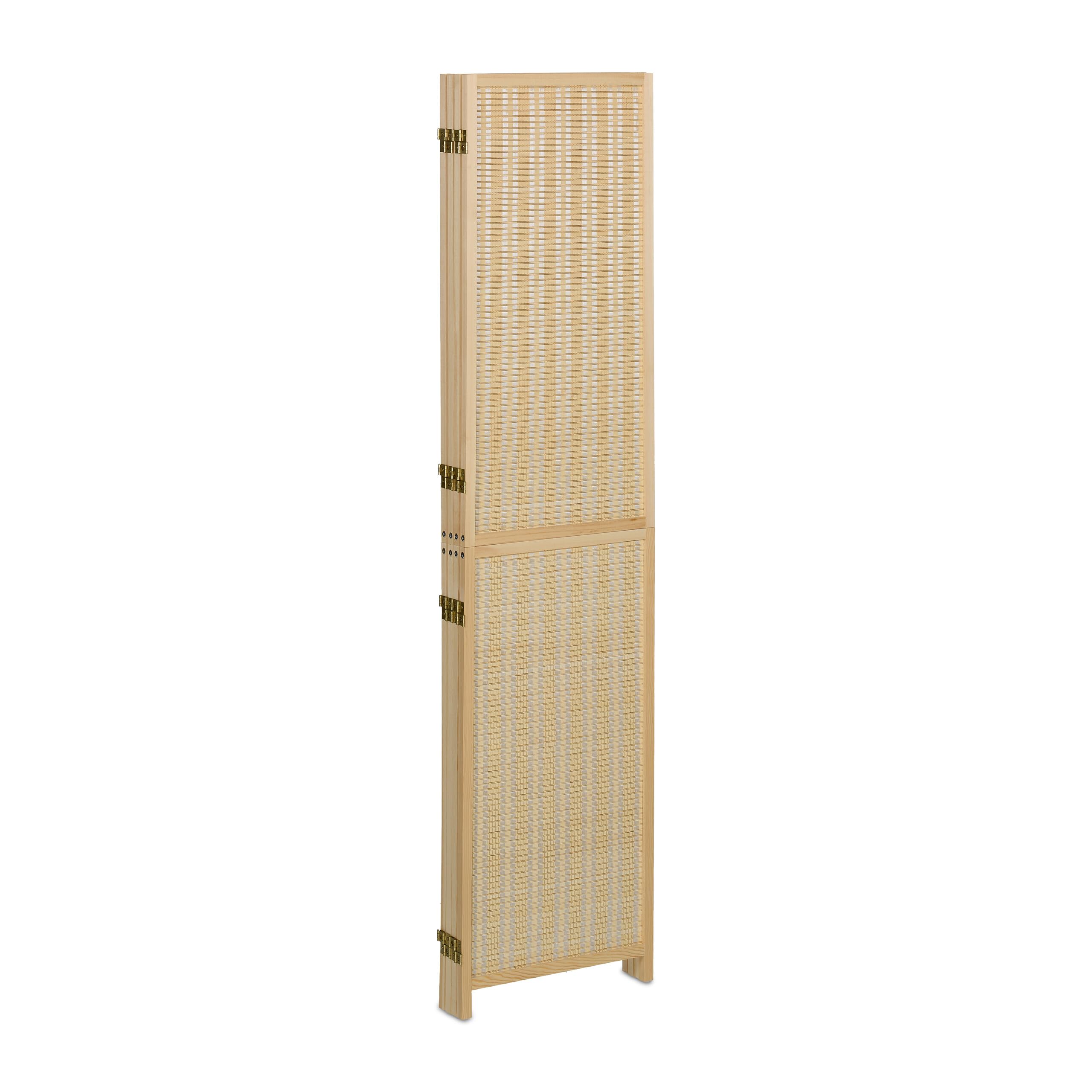 Relaxdays Biombo Bambú, Separador Ambientes 4 Paneles, Paraván Plegable, 180x182 cm, Madera, Salón e Interiores, Natural