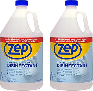 Zep Quick Clean Disinfectant- 1 Gallon (Case of 2) ZUQCD128 - Kills 99.9% of Bacteria in 5 Seconds