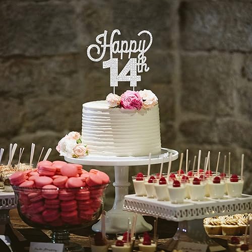 Miniatura 394 de LINGTEER Decoración de pastel de diamantes de imitación dorados para cumpleaños número 15 – Cheers to 15th Birthday Quince años de edad, decoración