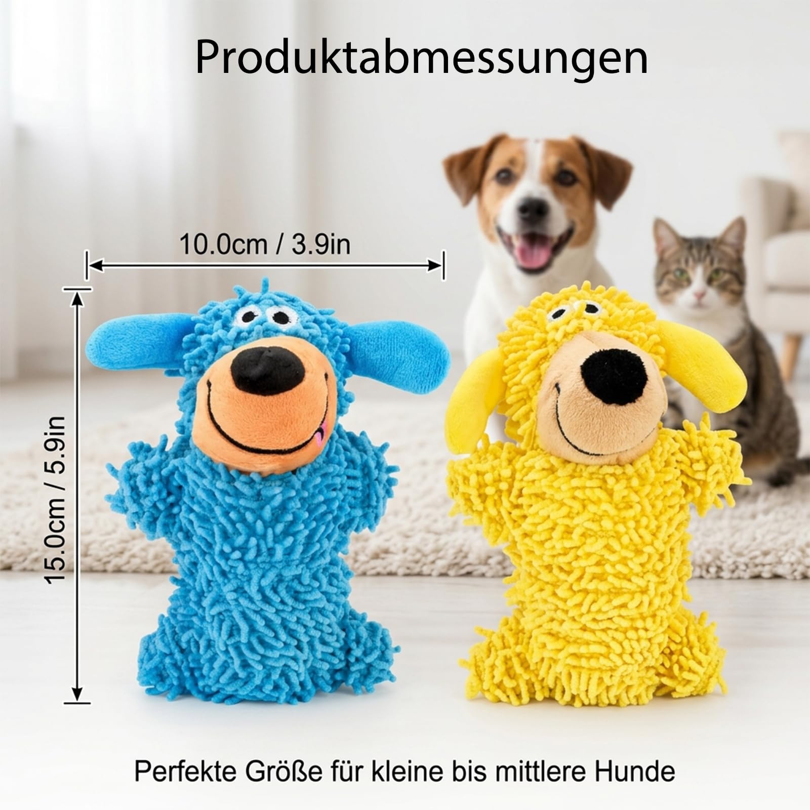 2 Stück Kicherndes Zahnreinigungsspielzeug In Hundefarben Hundespielzeug, 15 x 10 cm, Unzerstörbares Kauspielzeug für Kleine Hunde, Robuster Begleiter zur Beschäftigung von Welpen und Katzen