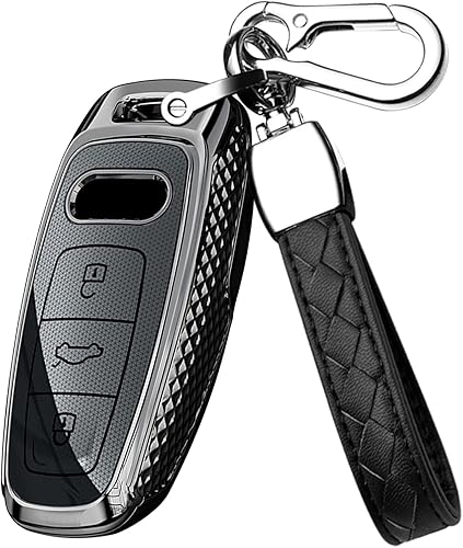 Miniatura 8 de HIBEYO Funda para llave de PC para Audi A6 A8 Q7 S6 A7 S7 E-Tron RS6 RS7 Q8 SQ8 SQ7 Accesorios NCVM Diseño metálico Sensación Llavero Soporte con