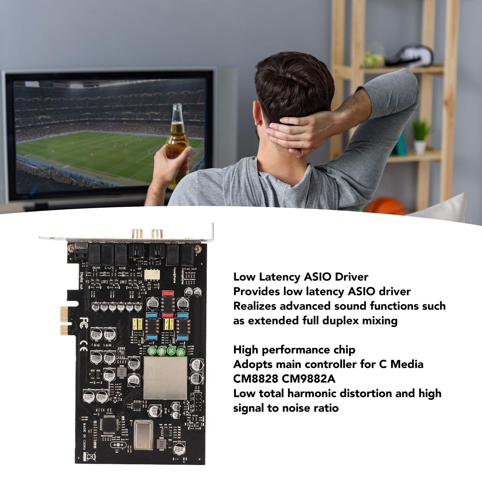 Interne Soundkarte, CM8828 CM9882A 7.1CH TCXO 24Bit 192kHz 100db SNR Soundkarte, PCI Express Adapter, Superior Sound 3D Stereo PCI e Audiokarte, für PC 7 8 10 XP Vista