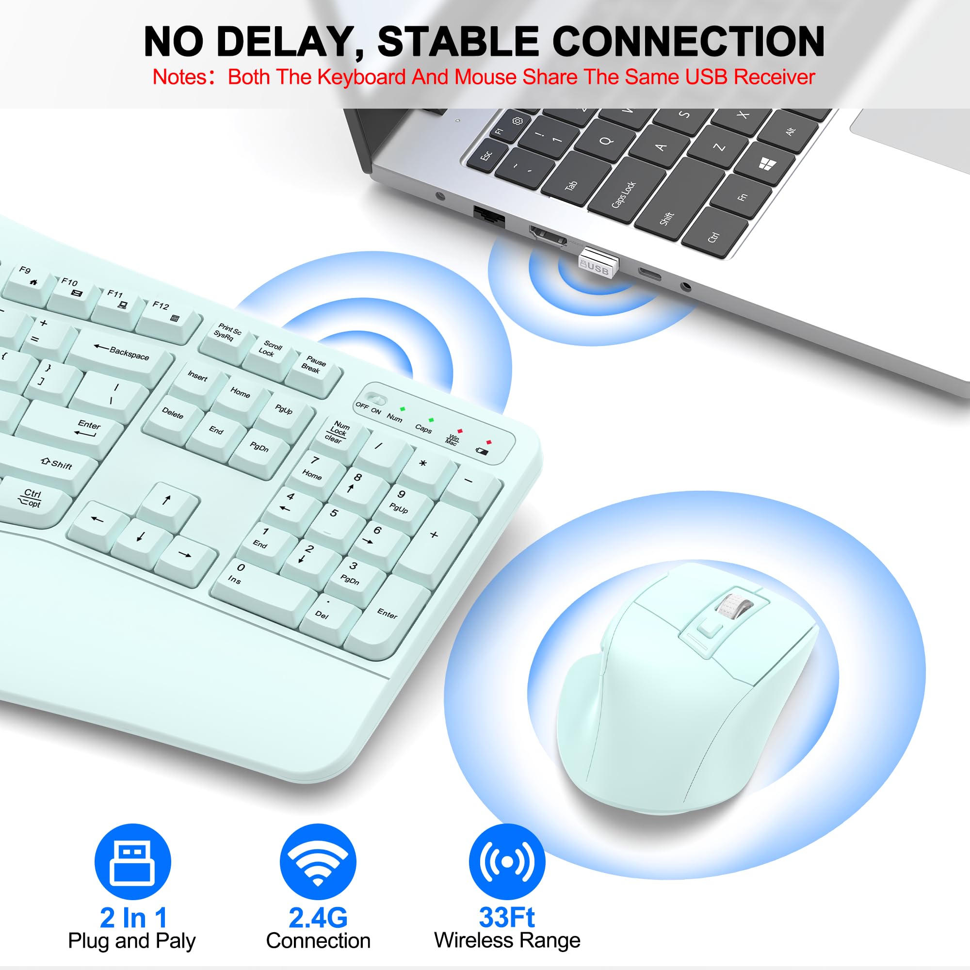 Tastiera e mouse wireless (verde menta)