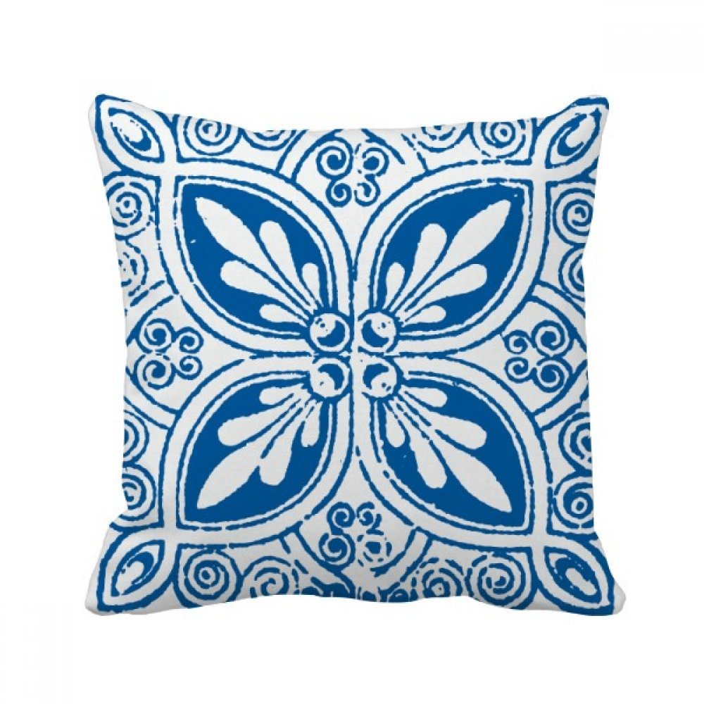 Oreiller fleur bleue Talavera motif carré 40x40 cm, une idée cadeau déco originale