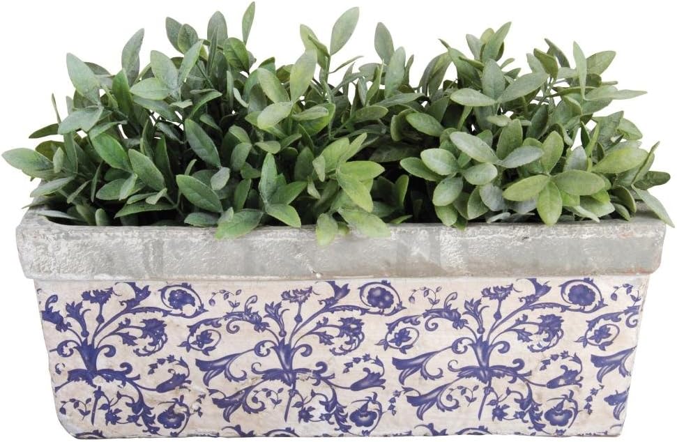 Esschert Design USA Ceramic Balcony Planter-Blue/White
