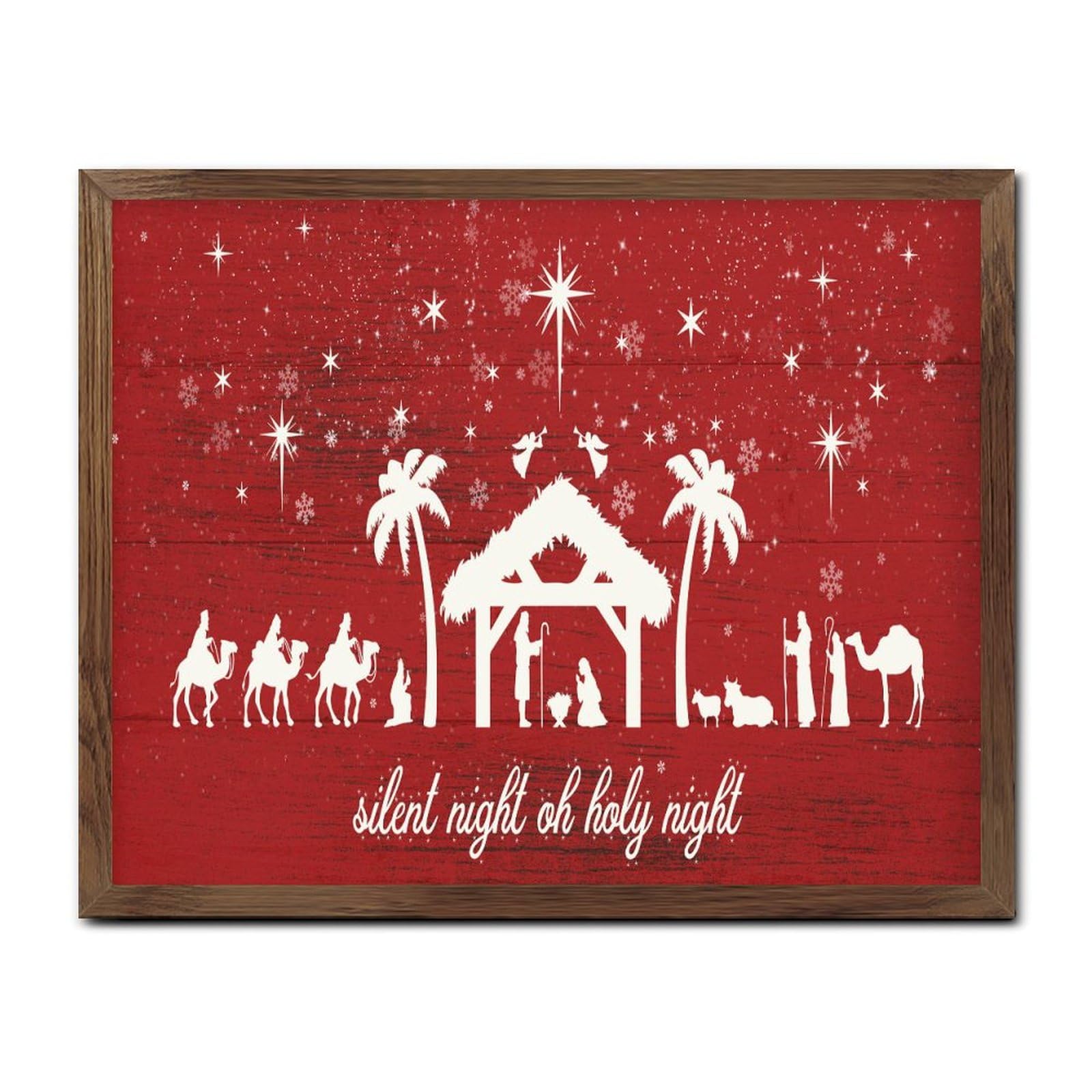 Cadre chrétien Merry Christmas en bois pour décoration murale de chambre à coucher