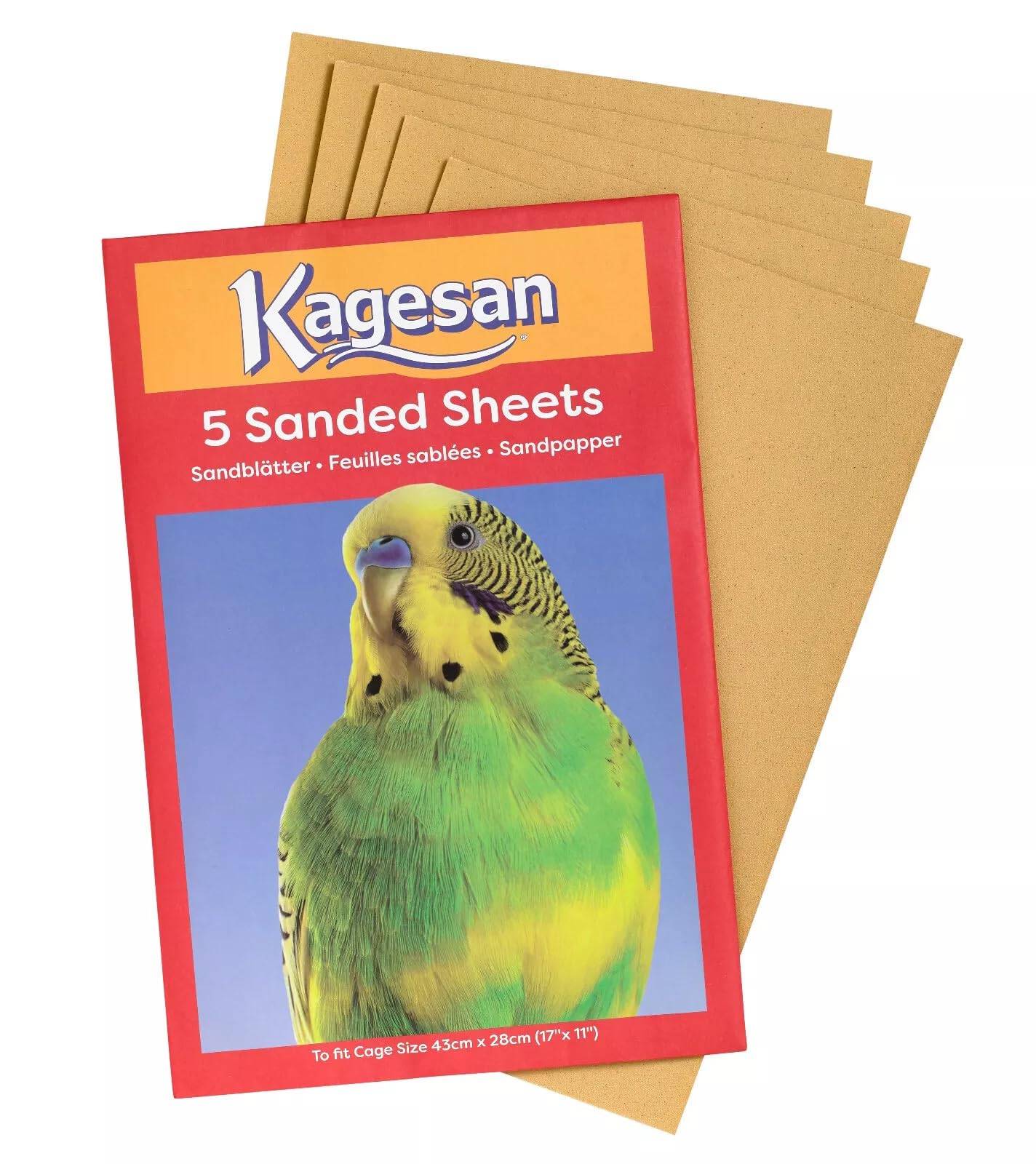 Kagesan Lot de 3 feuilles de papier de sable pour cage à oiseaux Rouge 43 x 28 cm