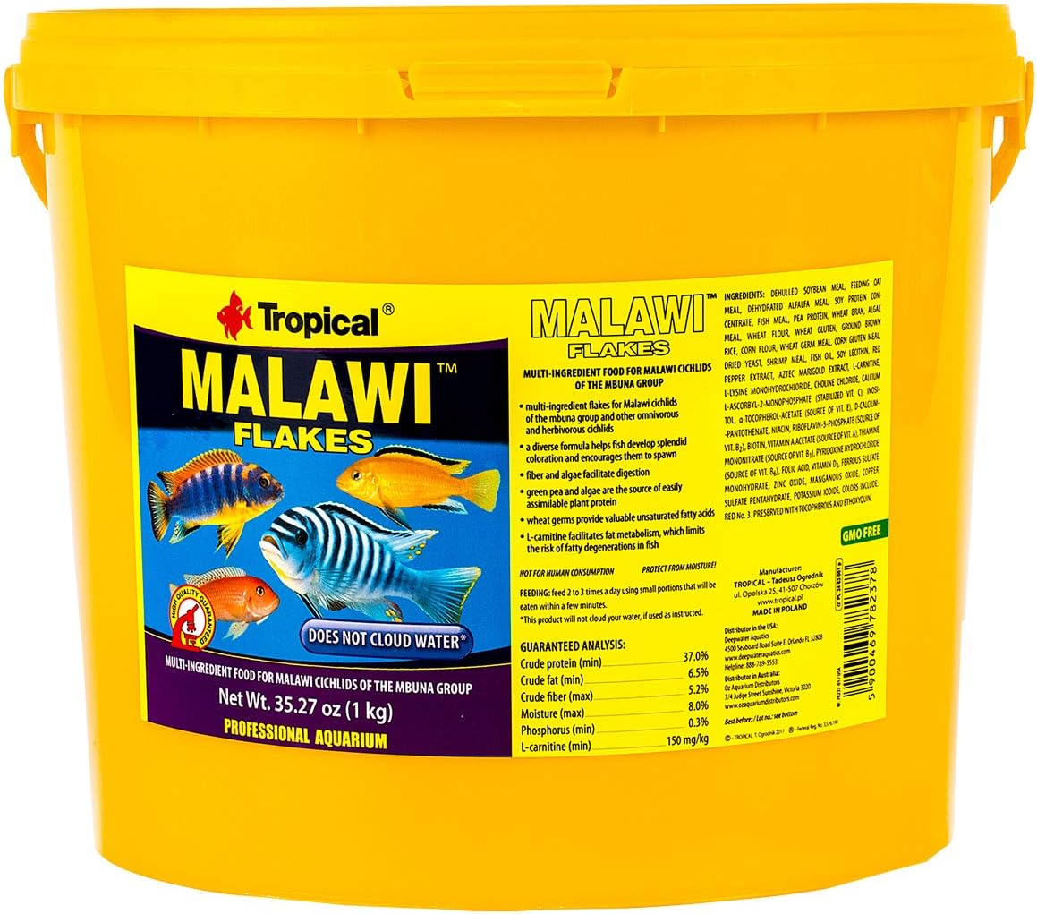 Tropical USA Malawi Flakes Fish Food Bucket, 1 kg