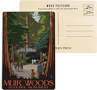 Muir Woods National Monument, California, Entrance (4x6 Birch Wood Postcards, 2-Pack Stationary, Rustic Home Wall Decor)