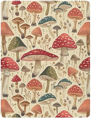Miniatura 2 de Kigai Fitted Crib Sheet for Boys Girls,Colorful Mushrooms Jersey Knit Baby Sheet for Standard Crib and Toddler Bed Mattresses, Cozy Soft Breathable,