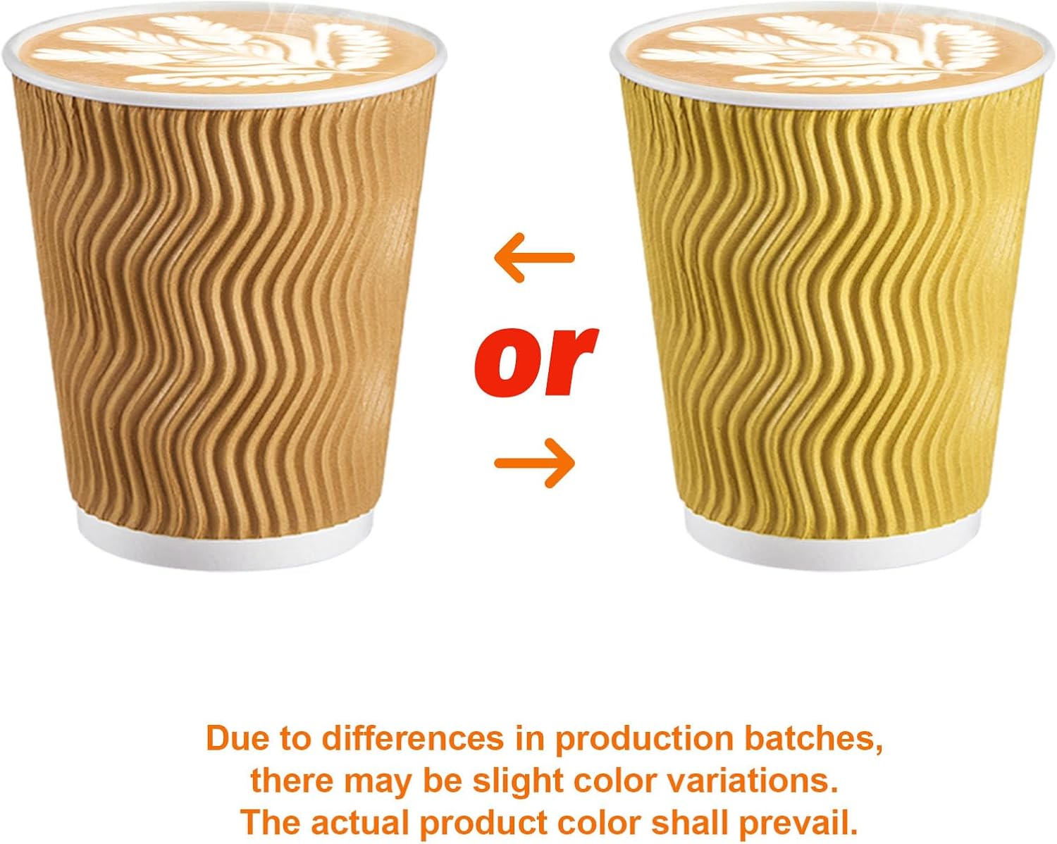 SIUQ 8 oz Coffee Cups - 150 Pack, Insulated Disposable Paper Cups 8 oz, Corrugated Ripple Wall Cups for Hot Beverage or Cold Drinks (Champagne) - Image 5