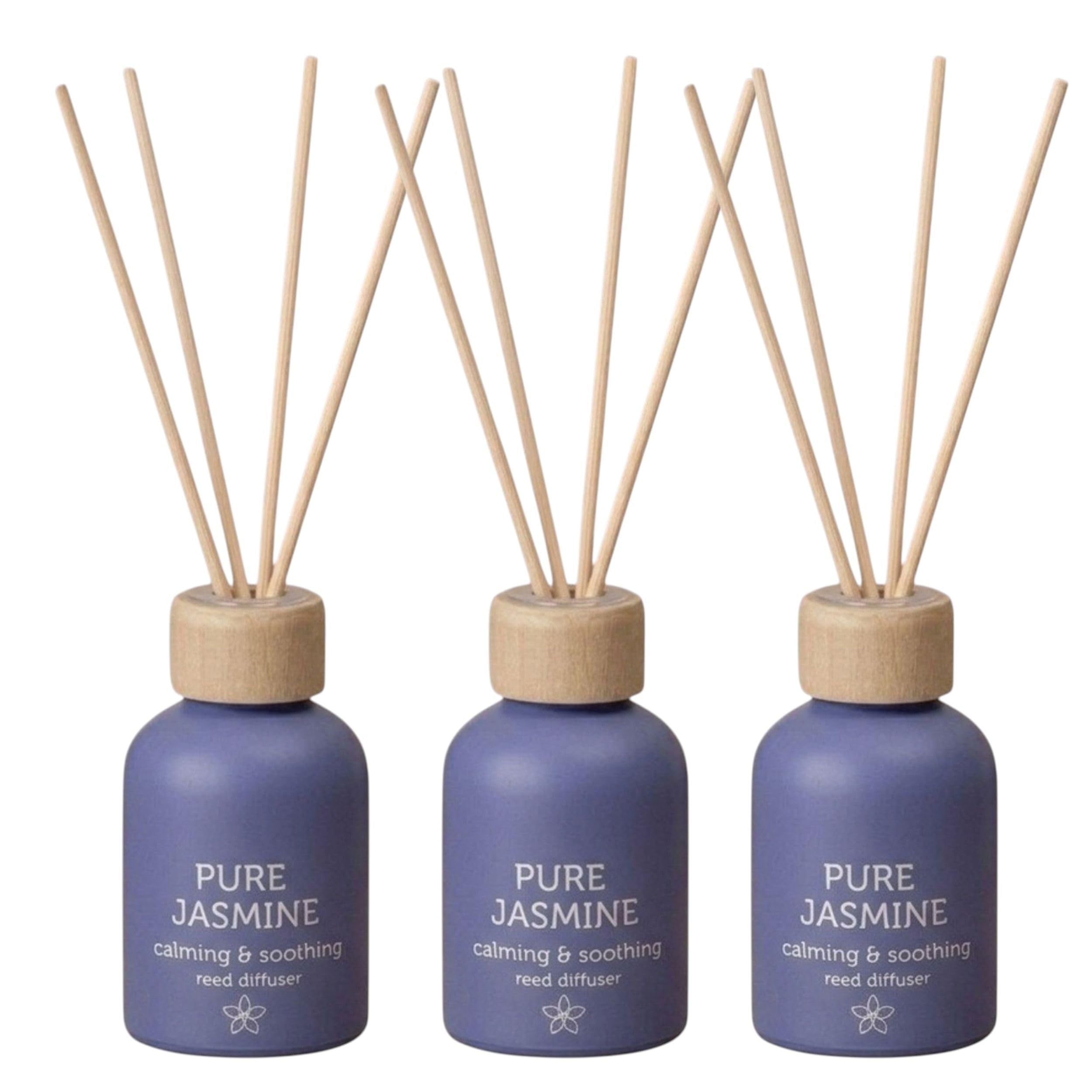 3 Small Reed Diffuser Pure Jasmine Scented Home Fragrance Oil Air Freshener 50ml