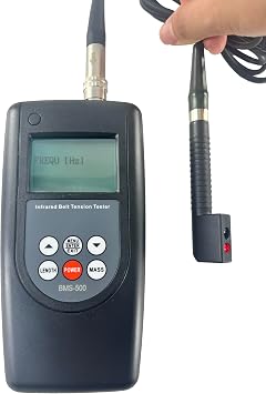 Infrared Belt Tension Tester Gauge Tensiometer Tensioner Tension Meter with Measurement Range 10 to 500Hz 3 Units m kg/m N Display Error 1Hz for Belt Tension of Motor