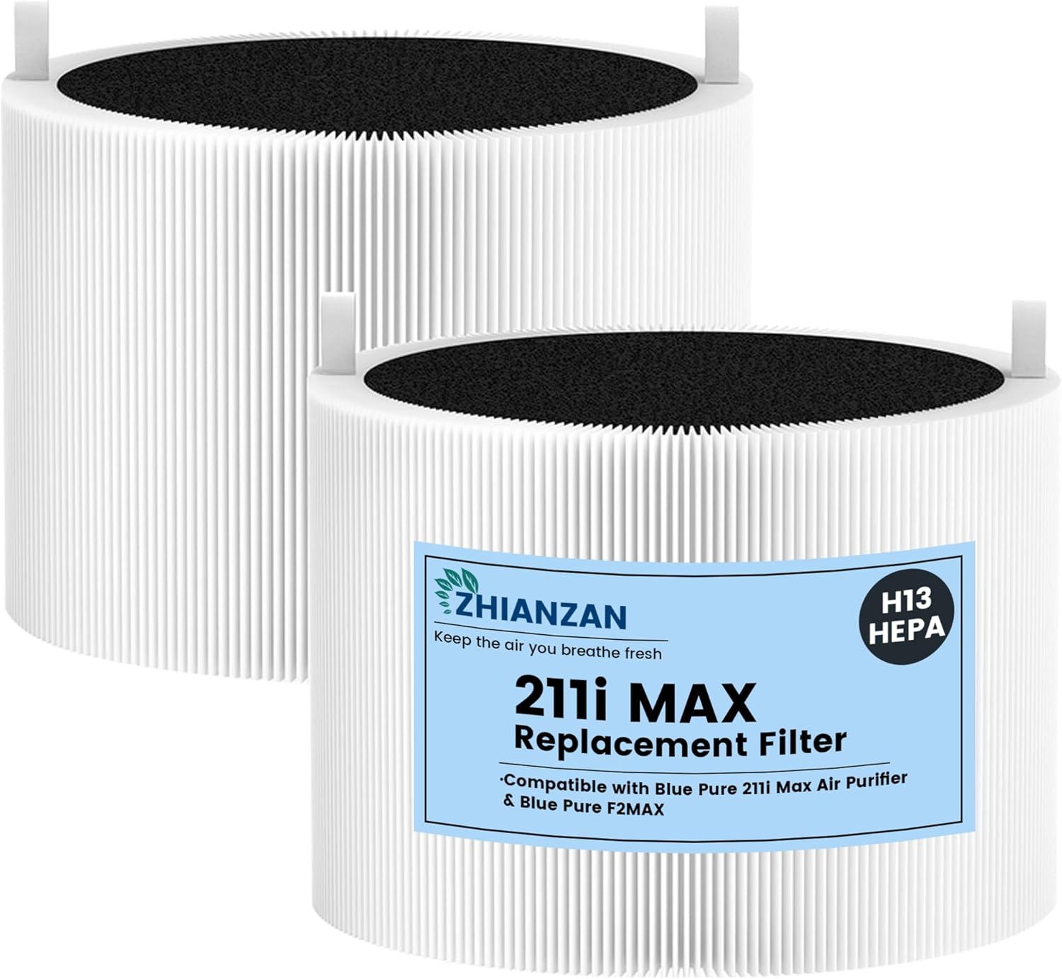 2 Pack 211+ Filter Replacement Compatible with Blue Pure 211+ and 211+ Auto Air Purifier, 2-Stage Filtration System of H13 True HEPA Filter and Activated Carbon Filter
