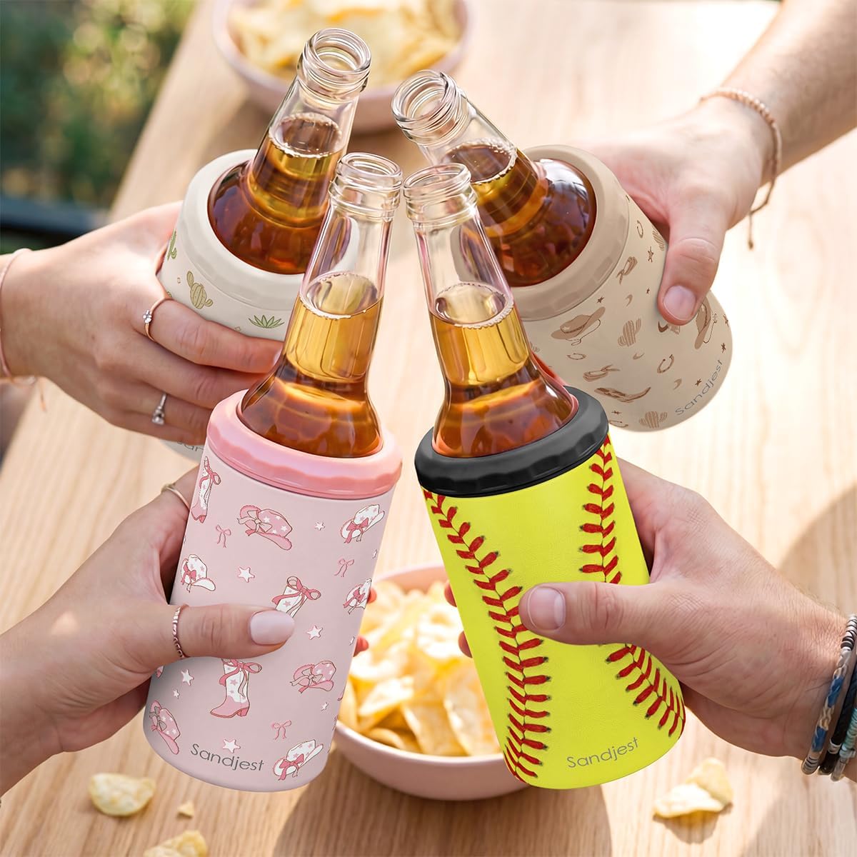 Softball Can Cooler 12oz - Travel Mug Cups - Stainless Steel Insulated for Men Women Players - Tumbler Cans Koozie, Sport Gift for Fan Coach Lovers