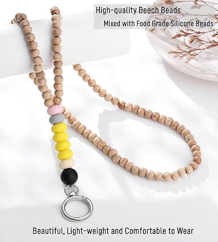 Miniatura 3 de Cordón para profesores con soporte de identificación, cordones para insignias de identificación, llaves para mujeres, lindo cordón de madera con