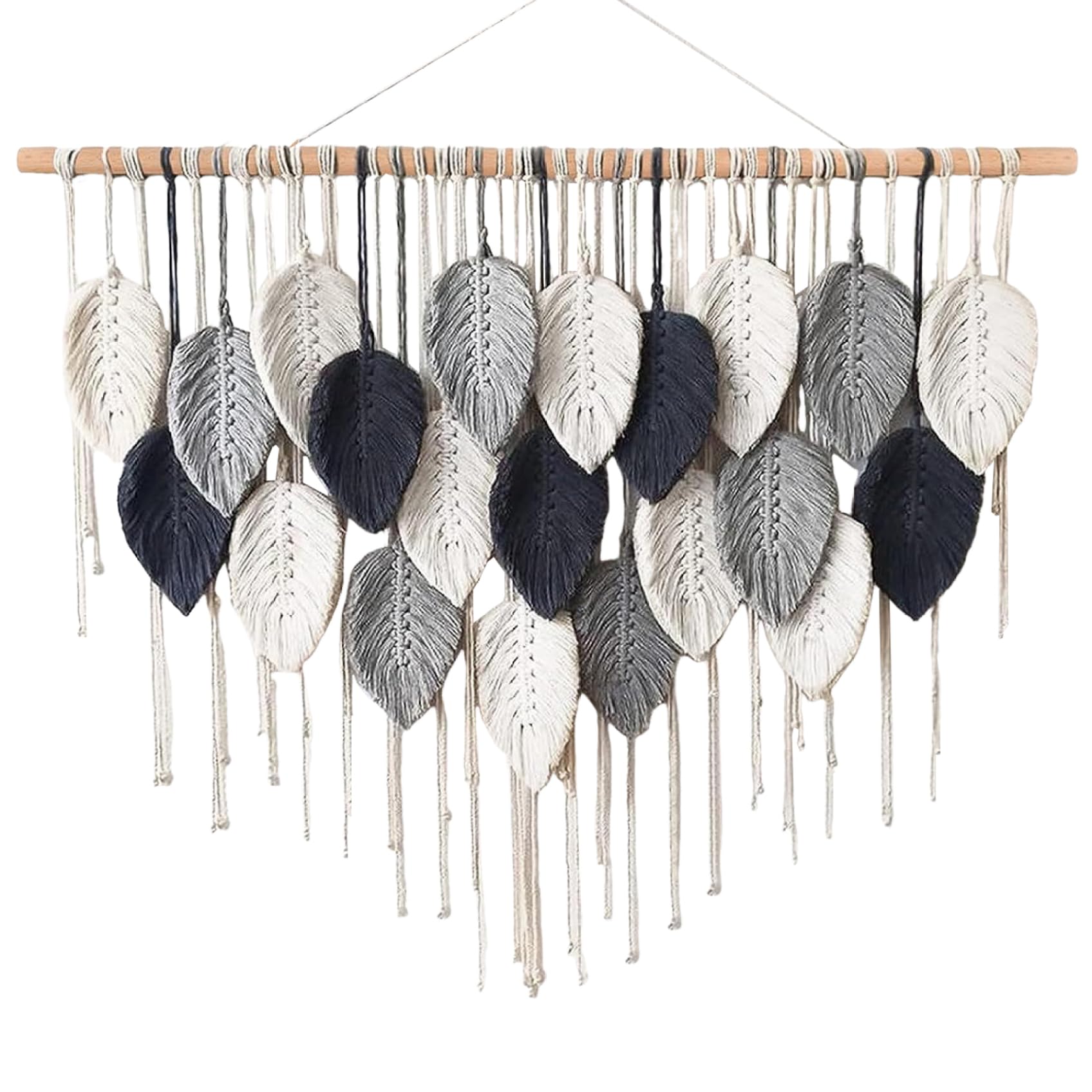 Faroby Large Macrame Wall Hanging 39x32 Inch Boho Leaves Tapestry with Tassel for Home Nursery