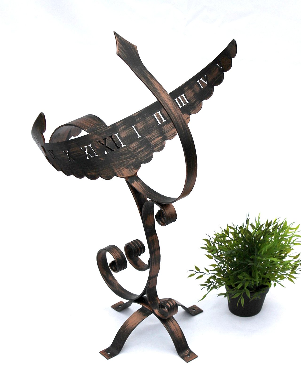 DanDiBo Sonnenuhr Phönix aus Schmiedeeisen Wetterfest 65 cm Gartenuhr Metall Phoenix Uhr